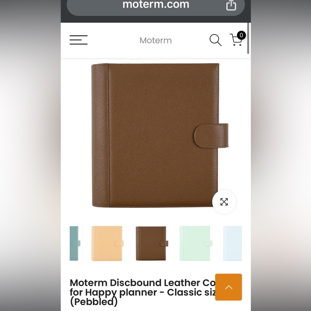 Moterm classic size planner cover.  In brown